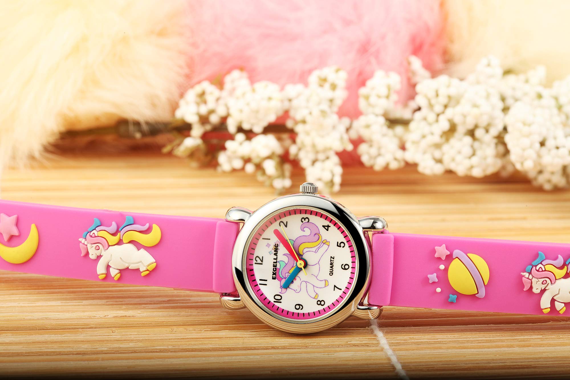 Excellanc Orologio Pony Analogico per Ragazza con Cinturino in Silicone Rosa