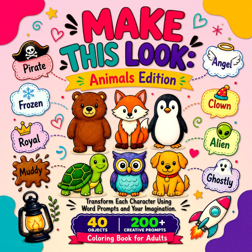 Make This Look: Animals Edition: Transform the Same Animal in Different Ways Using Fun Word Prompts, Creative Thinking, and Endless Coloring Possibilities