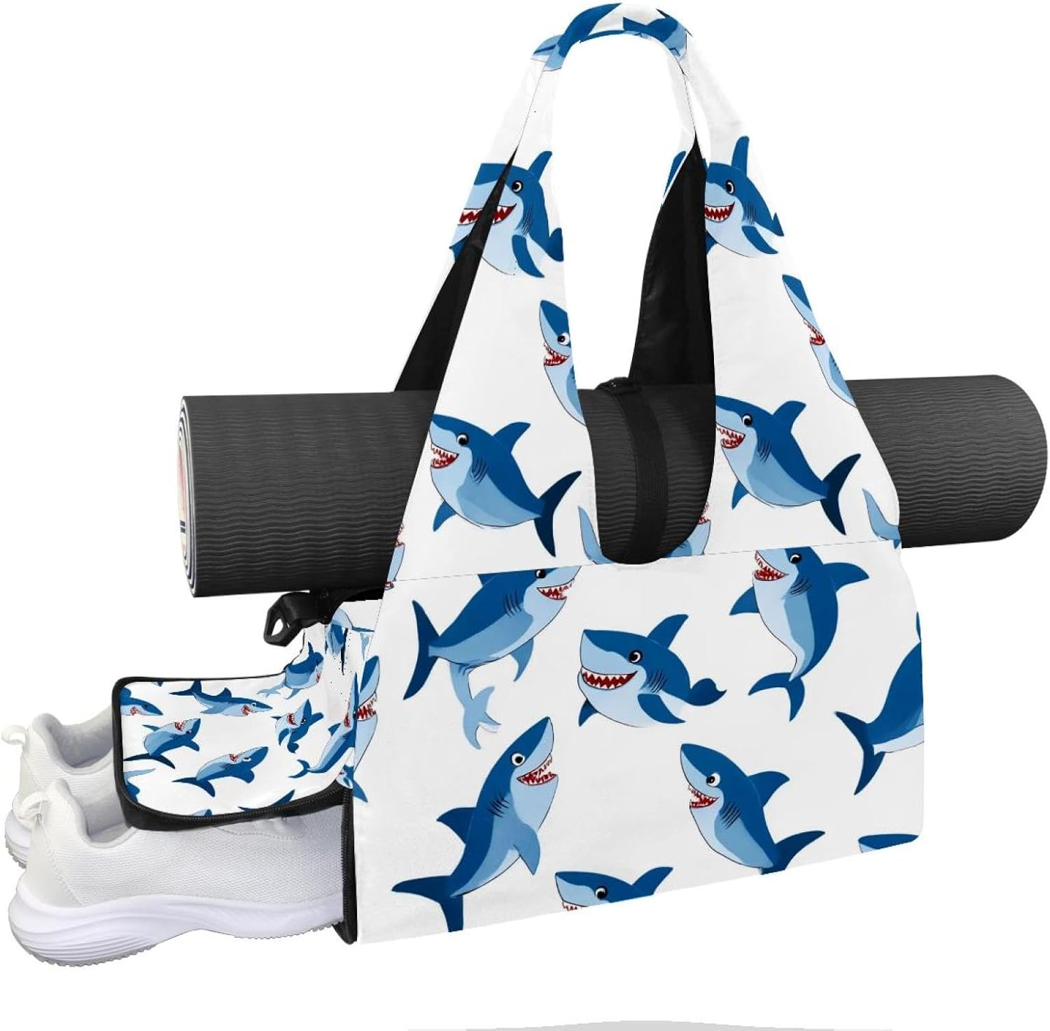 Yoga Mat Bag, Gym Workout Bag with Shoe Compartment, Boho Butterfly Pilates Bag for Women, Quick Access Storage Yoga Tote Bag for Sports Travel Office