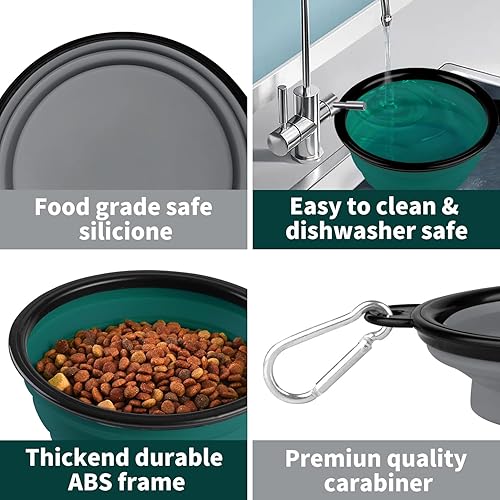 Miniatura 4 de COOYOO Tazón plegable para perros, paquete de 2 cuencos de agua plegables para perros, gatos y perros, plato de riego portátil para alimentación de