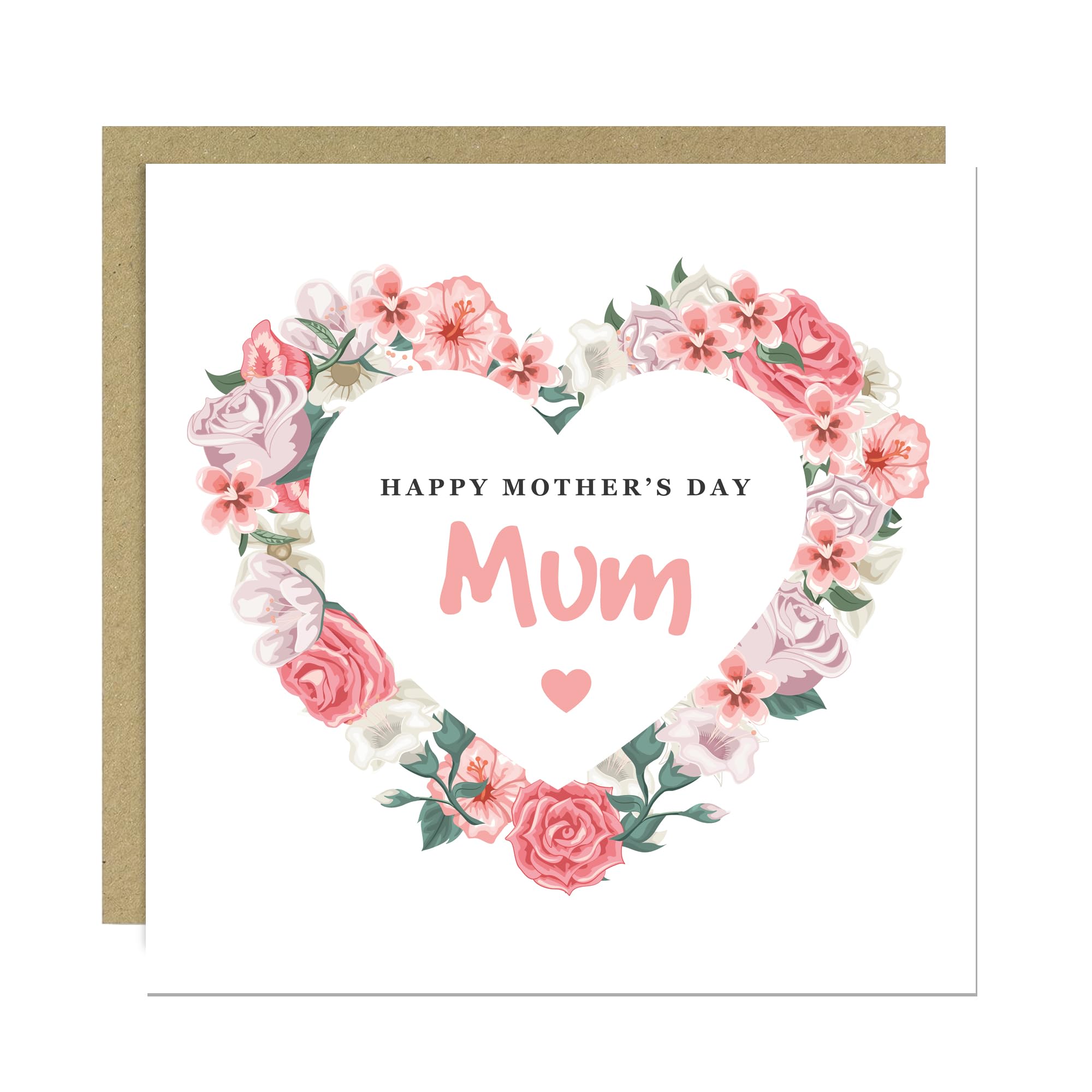 RED OCEAN Happy Mothers Day Mum Card, Card For Mothers Day, Mum Cards From Daughter Son, Happy Mother's Day Cards With Kraft Envelope, Cards For Her