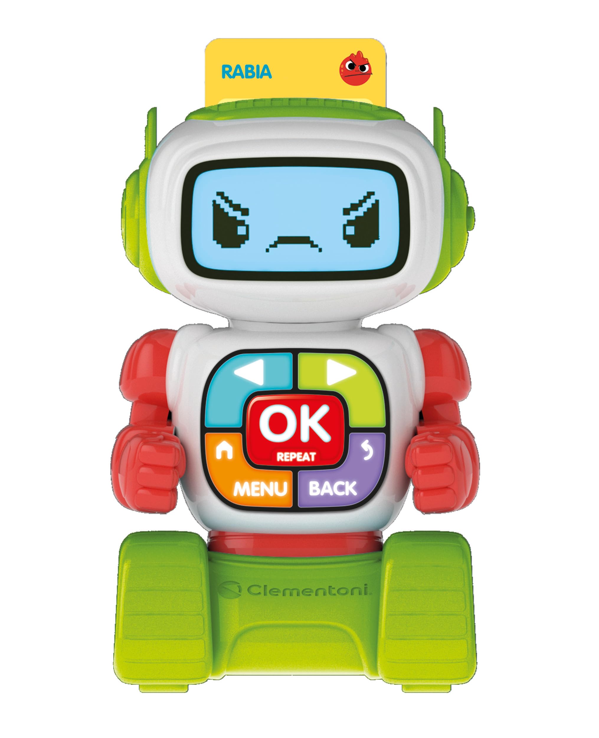 Clementoni – Eddie Robot Educativo – 30 Tarjetas Doble Cara + 20 Actividades Educativas (Letras, números, emociones, Instrumentos, Formas) con Pantalla LCD – Niños de 4 a 6años – 55617