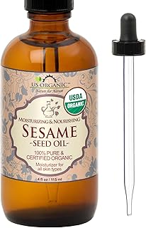 US Organic Sesame Seed Oil, USDA Certified Organic, Untoasted, Unrefined Virgin, 100% Pure & Natural, Cold Pressed, in Amb...