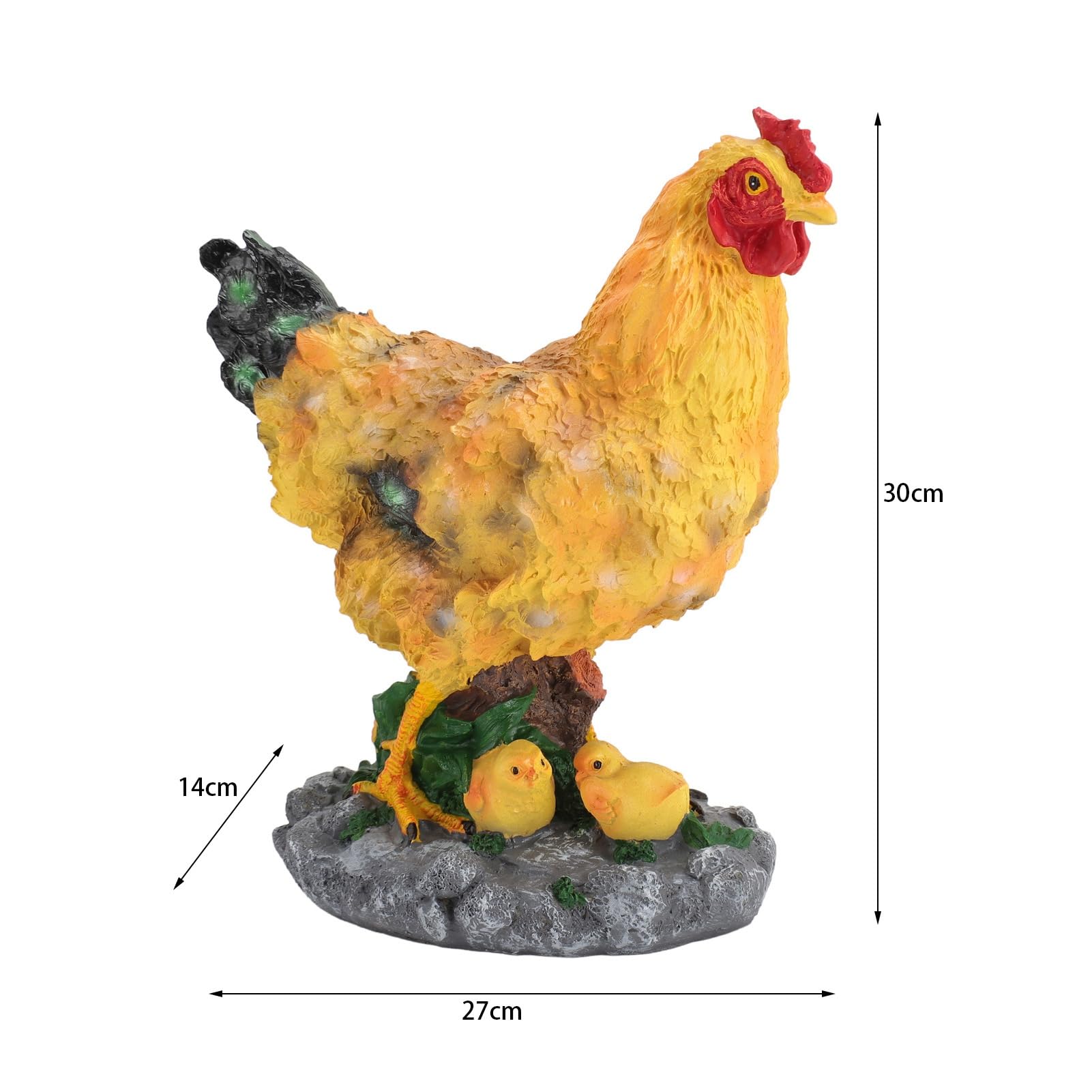 Statua di Gallina da Giardino con Pulcini Piccoli Sculture di Animali in Resina Decorazione Statua per Esterni, Figurine di Gallina Accessori da Giardino per Decorazioni da Scrivania Paesaggistiche Ma