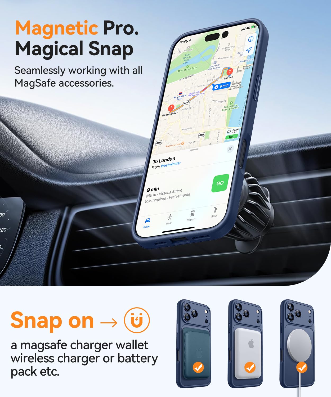 CANSHN Cover Magnetica per iPhone 17 Pro Max(6,9 Pollici), Compatibile con MagSafe, [Protezione Completa Della Fotocamera], Custodia Traslucida Opaca Protettiva Sottile Antiurto,Blu Profondo
