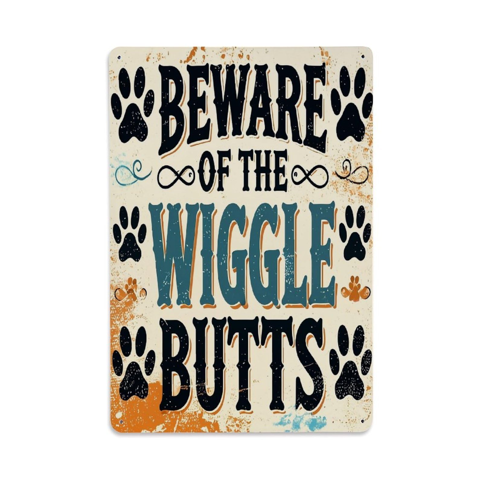 Bliveurn Vintage Beware Of The Wiggle Butts_1 Retro Metal Tin Sign, Metal Poster For Home, Gaming Room, Studio Workshop,Bar,Garage Wall Art Decor 8X12 Inch