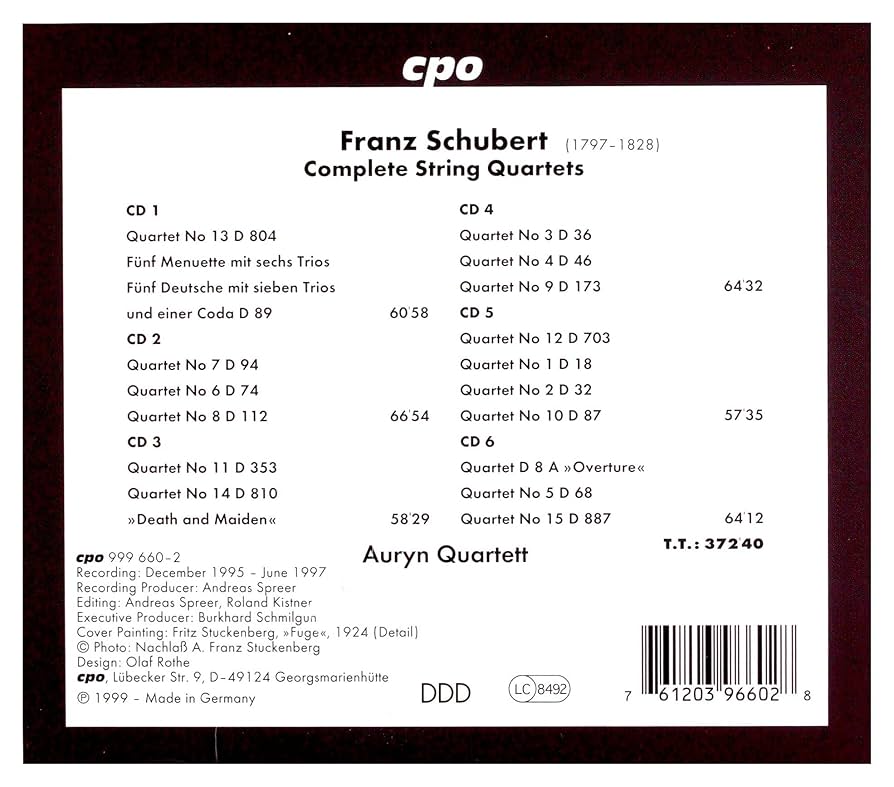 Amazon.co.jp: シューベルト:弦楽四重奏曲全集(6枚組ボックス