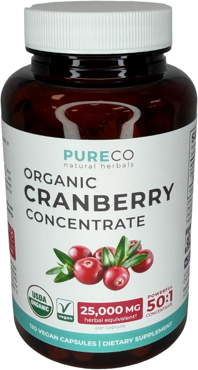 Organic Cranberry Pills - Vegan Supplement for Urinary Tract Health & Kidney Cleanse - Cranberry Pills for Women 500mg 50:1 Cranberry Concentrate Per Serving - Urinary Tract Support - 120 Capsules