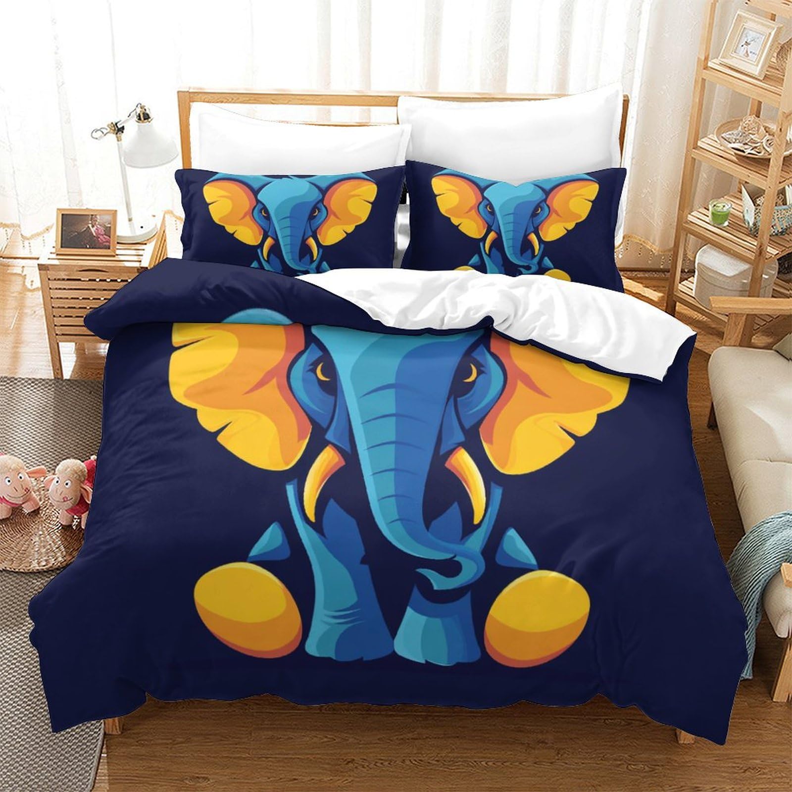 Housse de couette éléphant 3D grand lit pour créer une ambiance évasion nature dans la chambre