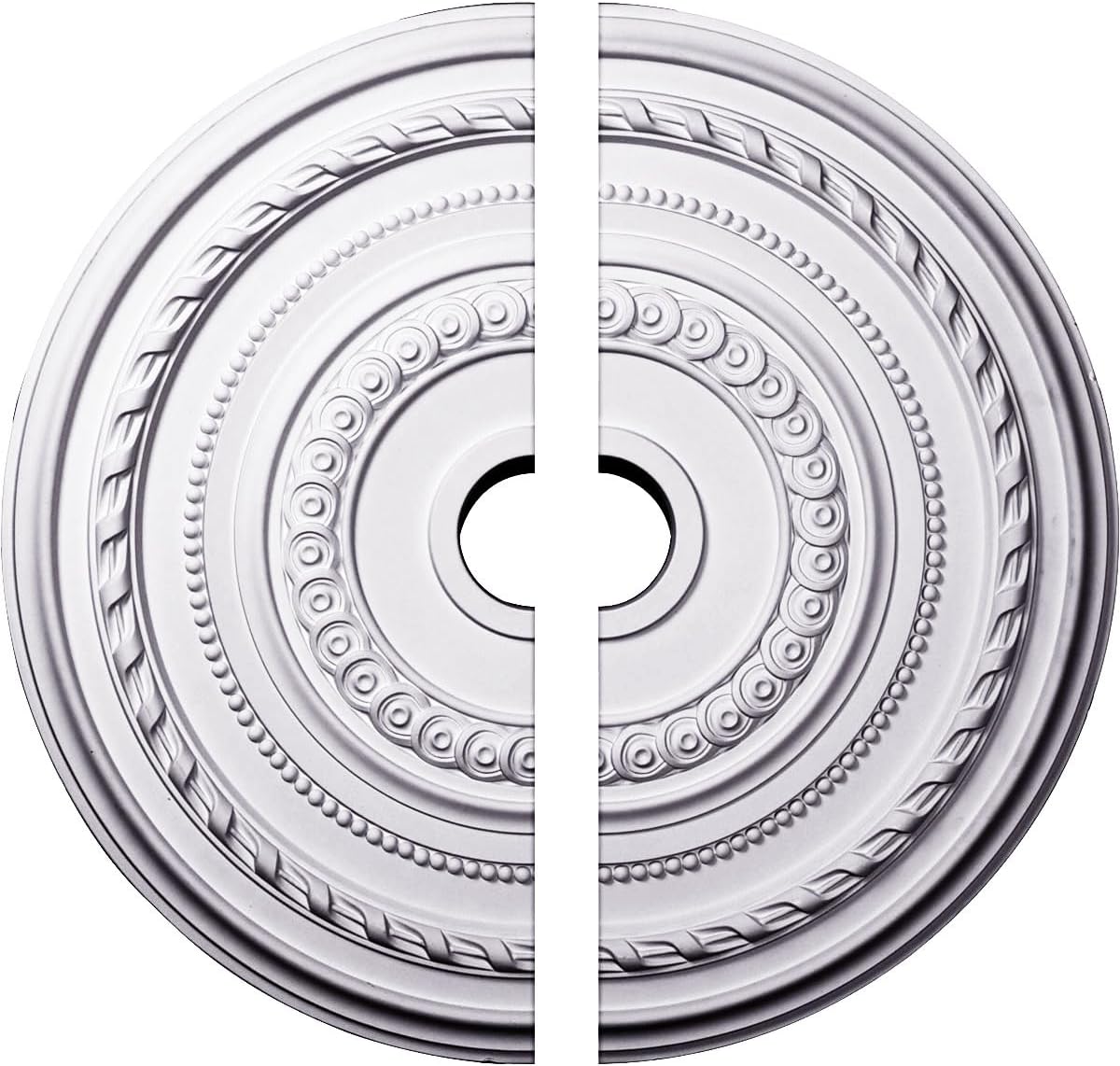Ekena Millwork CM25CO2 25 3/8"OD x 3 3/8"ID x 1 3/8"P Cole Ceiling Medallion, Fits Canopies up to 9-1/8", 2 Piece