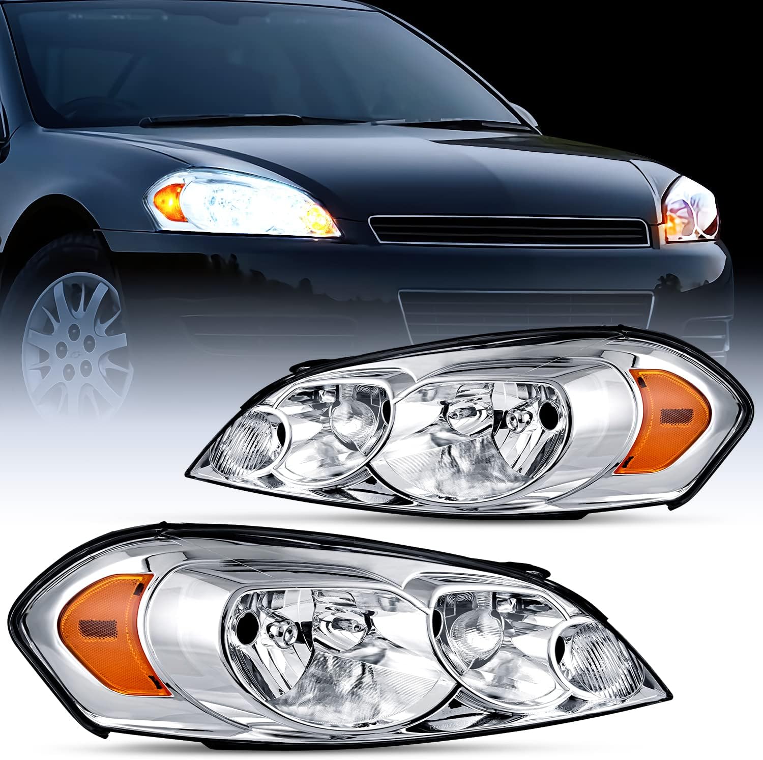 Pair Halogen Headlight Head Lamp For Buick Envision 2016-2018 W/Bulb (LED DRL) E - Foto 9