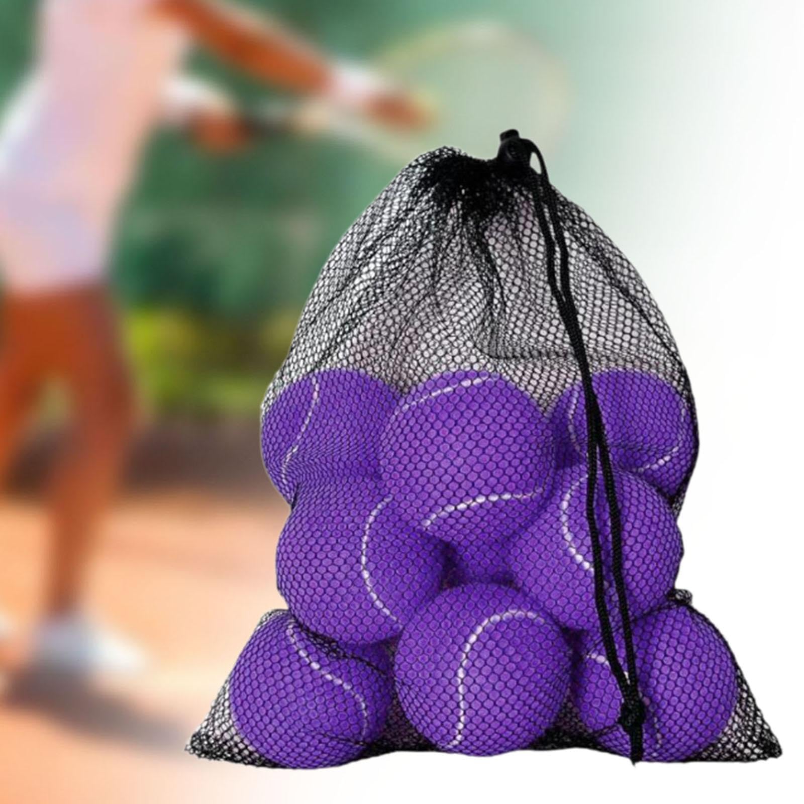 12 Pelotas Tennis Pelotas Práctica Entrenamiento Juego Resistente Material Goma Felt con Bolsa Uso Portátil Adecuado para Niños Adultos Ejercicio Al a, PÚRPURA