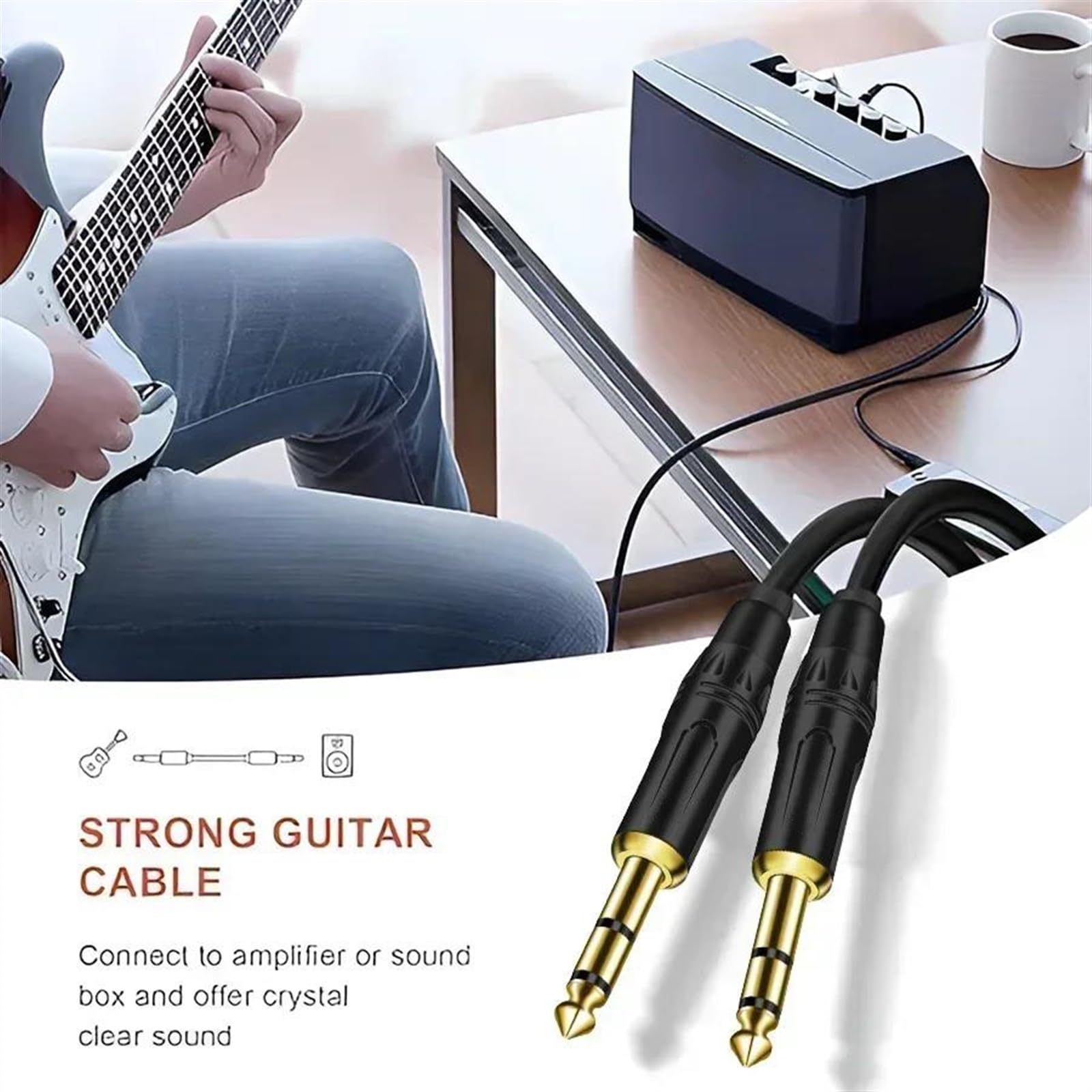 TSTS Cavo Strumento per Chitarra Cavo Per Chitarra Da 6,5 ​​mm Maschio A Maschio Da 1/4 Di Pollice Cavi Stereo Per DJ Cavo Amplificatore Per Amplificatore Tastiera Mixer(Type2,10m)