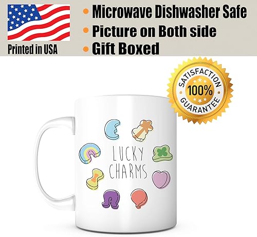 Miniatura 2 de Lucky Charms - Taza de cerámica blanca de 11 onzas, regalo de cumpleaños para él, ella, hombres, mujeres, marido, esposa, novio, novia, mamá, papá,