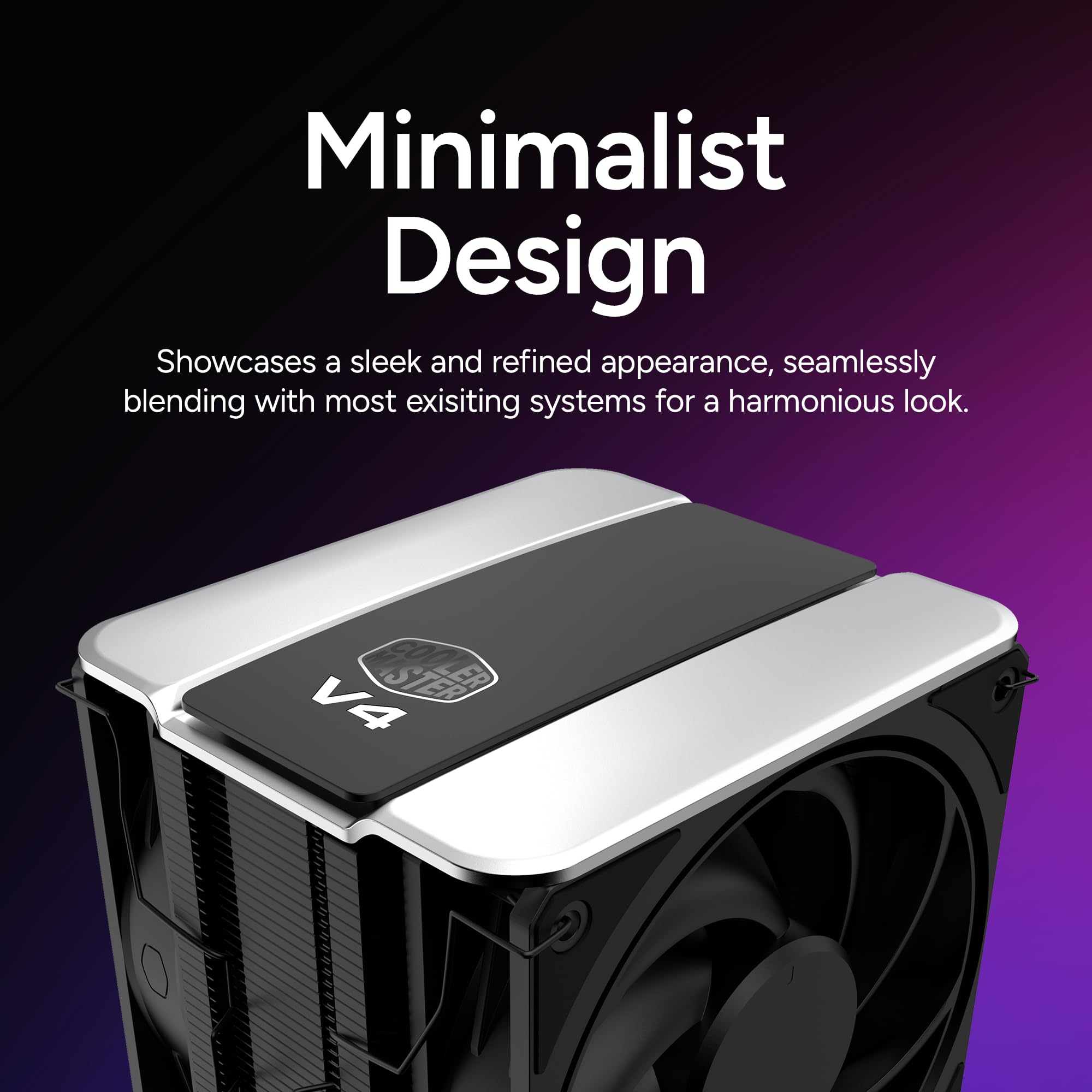 Cooler Master Enfriador de aire para CPU V4 Alpha 3DHP negro, tecnología Alpha 3DHP Heat Tube, ventiladores duales Mobius 120 PWM, funcionamiento silencioso, fácil instalación, AMD Ryzen 9 AM5|4
