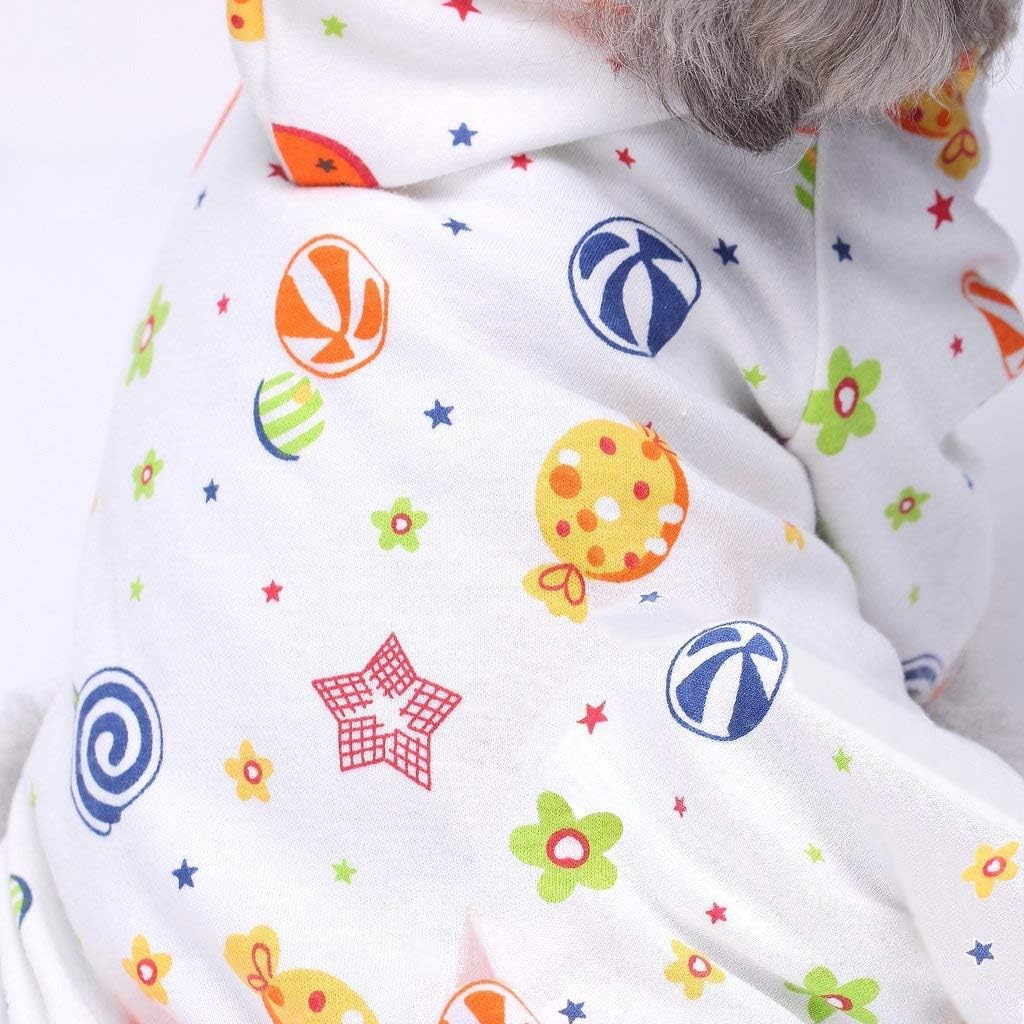 S-Lifeeling Dog Pajamas Costumes for Indoor Outdoor Turtleneck Love Pattern Comfortable Puppy Pajamas Soft Dog Jumpsuit Shirt Best Gift 100% Cotton Coat for Medium and Small Dog