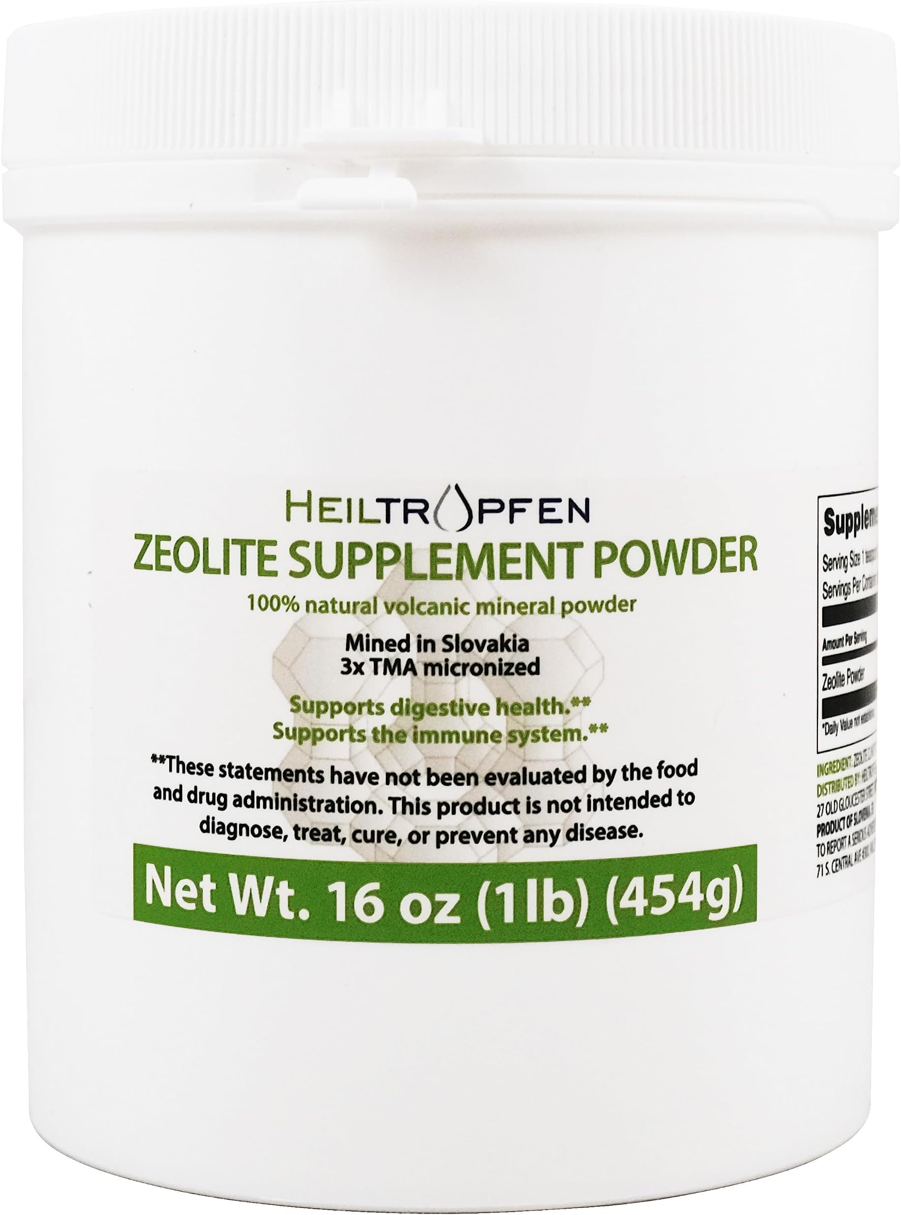 Heiltropfen Zeolite Powder | Dietary Supplement | 3X Activated | 1 lb - 454 g | Detox | Clinoptilolite 94%+-3 | Natural Mineral Dust | Ultra FINE Less-Than 2 µm