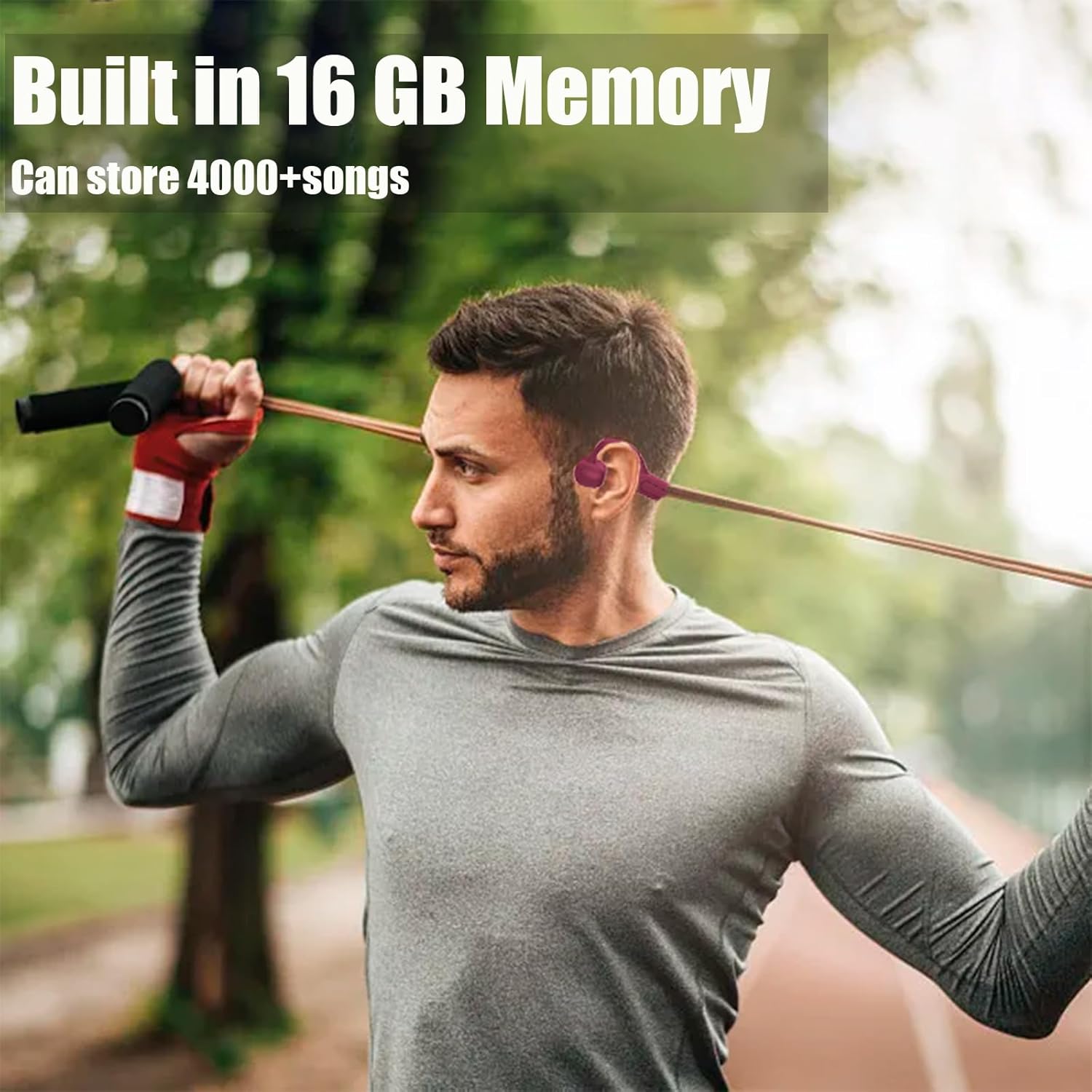 Bone Conduction Headphones Ipx8 Waterproof Headphones For Swimming Open Earbuds Earbuds Wireless Bluetooth 5.3 Built-In 16G Memory Open Ear Bluetooth 5.3 With Mic For Running Workout Earbuds grey