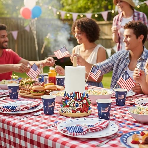 Miniatura 6 de Toallero de papel de bambú con 11 juegos de letreros intercambiables de vacaciones, decoración rústica de cocina  Soporte de encimera de temporada