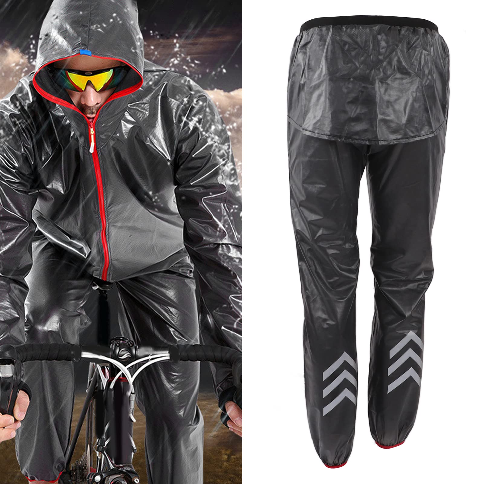 Pantalones de Lluvia Reflectantes Impermeables, Pantalones de Trabajo para Ciclismo Al Aire Libre, Tela Elástica Gris Oscuro