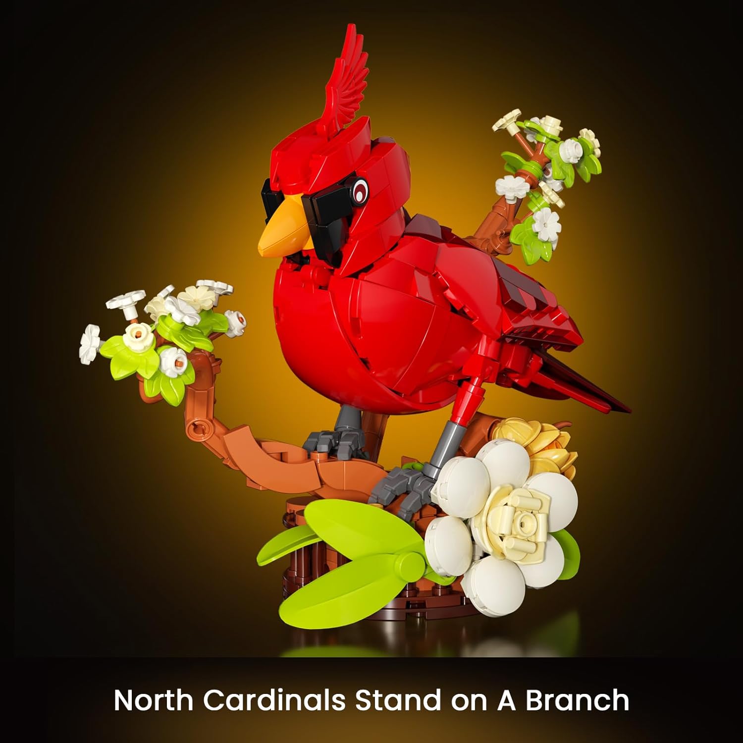 JAKI Northern Cardinal Building Set, Red Birds with Flower Camellia for Adults, Red Cardinal Model for Bird Lovers, Nature Décor Gifts for Display