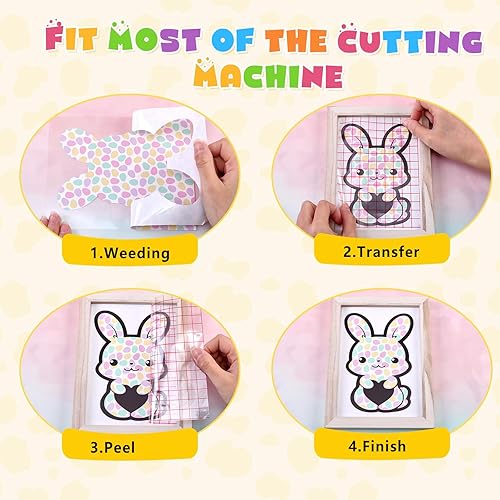Miniatura 3 de HTVSTD Vinilo permanente de Pascua, 12 hojas de 12 x 10 pulgadas, vinilo adhesivo permanente de conejo, leopardo, conejo, vinilo autoadhesivo para