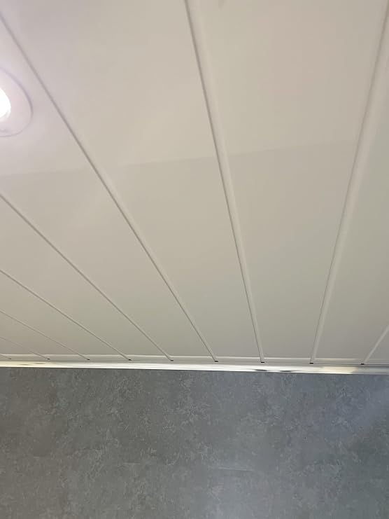 Gloss White Twin Embedded PVC Ceiling Panels Bathroom Cladding Shower Wet Wall (4 Panels)