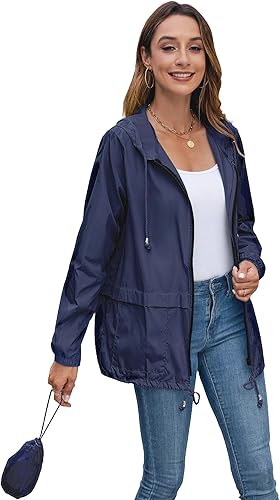 Miniatura 3 de Hount - Impermeable con capucha para mujer, chaqueta ligera para la lluvia, plegable, para actividades al aire libre (tallas S-3XL)