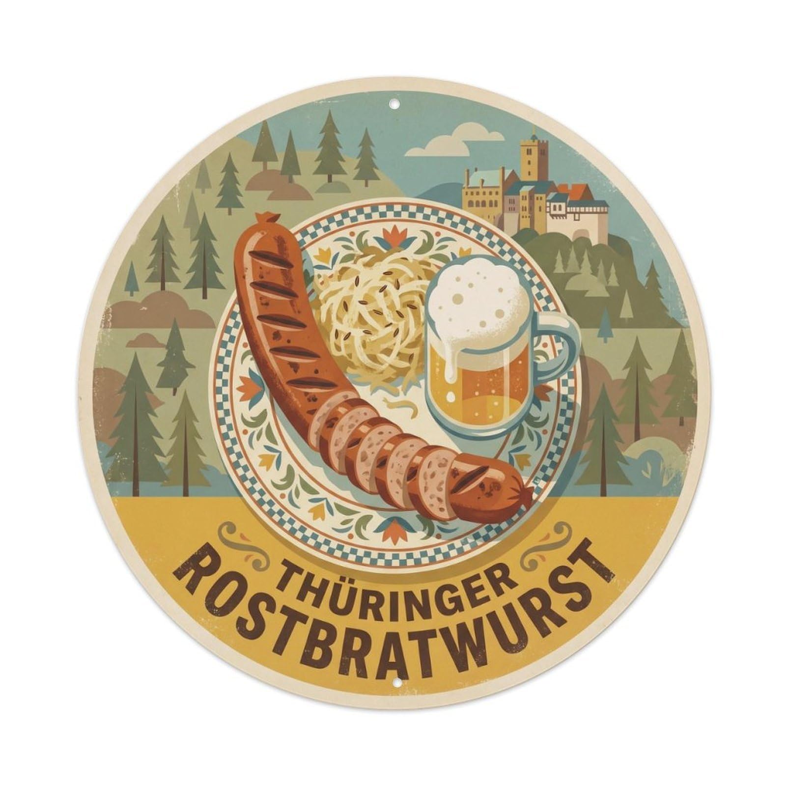 German Beer Sausage Food Travel Culture Metal Tin Sign