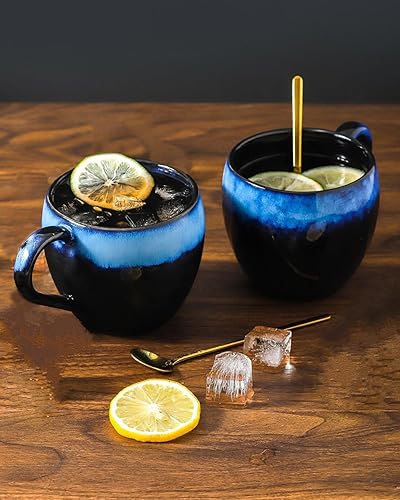 Miniatura 6 de glowworm Juego de 6 tazas de café de cerámica, taza de café de 16 onzas con asa, tazas de café para mujeres y hombres, inauguración de la casa,