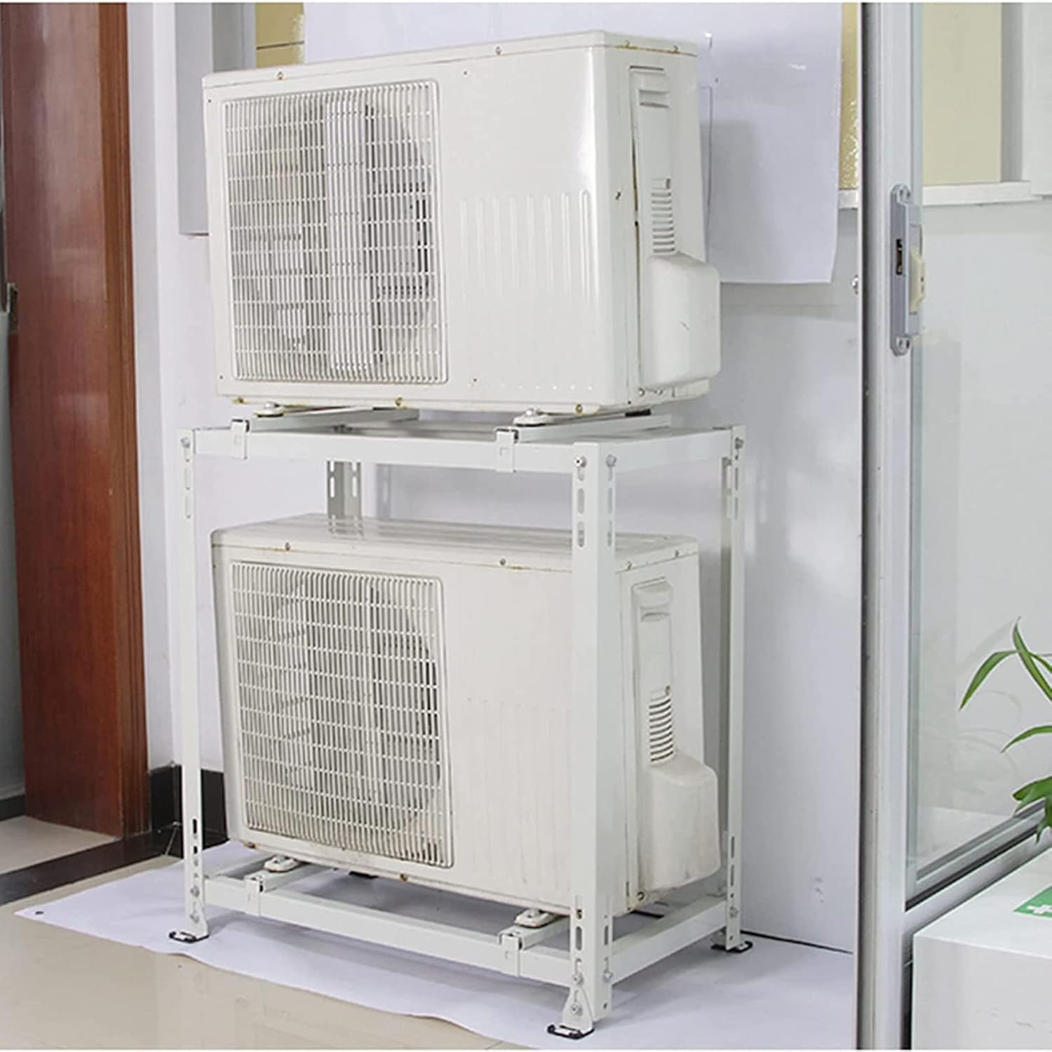 Air Conditioner Support Bracket Double Stack Shock Absorption Ground Stand, Universal Heavy Duty