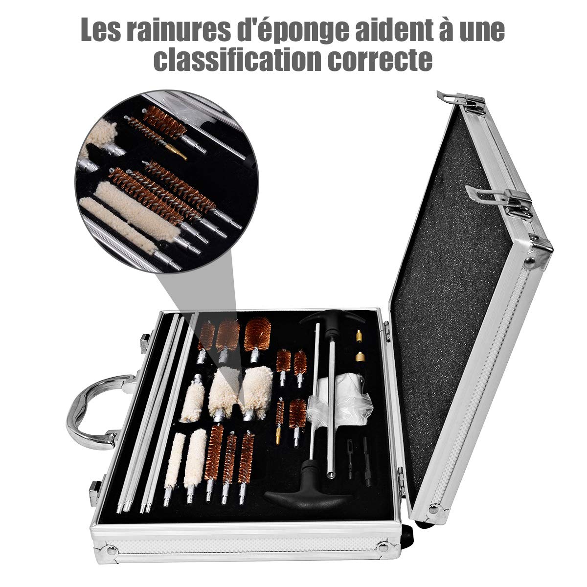 RELAX4LIFE Kit de Nettoyage Arme et Pistolet 103pcs, Mallette de Transport Entretien, Outils De Nettoyage pour Armes à Feu, Fusil, Carabine, Petit Calibre