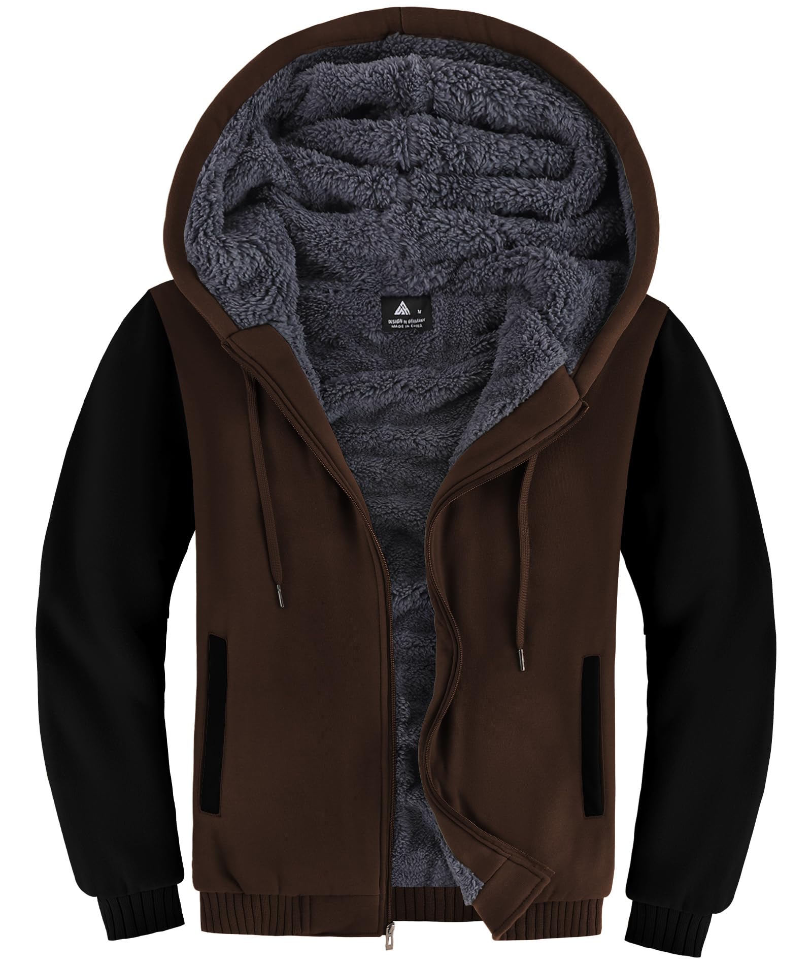LLdress Giacca con Cappuccio da Uomo Felpa con Cappuccio con Cerniera Fodera Calda Giacca Invernale con Tasche Felpa in Pile per Escursionismo Campeggio