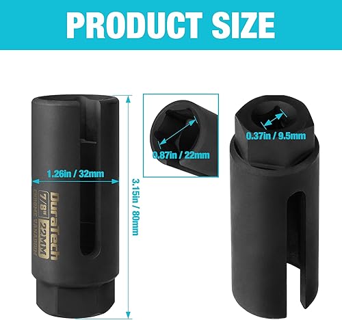 Miniatura 5 de DURATECH Toma de sensor de oxígeno O2 de 38 pulgadas x 78 pulgadas (0.866 in), herramienta de extracción de sensor de oxígeno Cr-V con puerta de