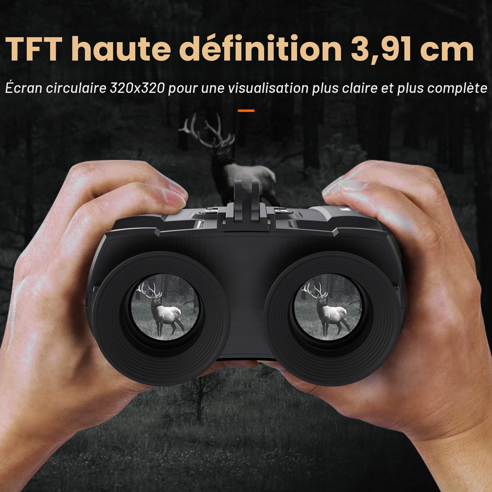 Lunettes de vision nocturne montées sur la tête, jumelles infrarouge numérique mains libres FHD, enregistrent des vidéos 1080p et photos 10 m, zoom numérique 5x