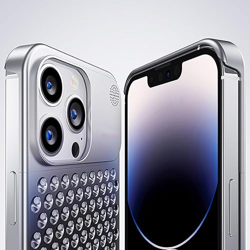 Miniatura 7 de Compatible con iPhone 15 Pro, aleación de aluminio, disipación de calor, transpirable, refrescante, hueca, sin bordes, funda de aromaterapia para