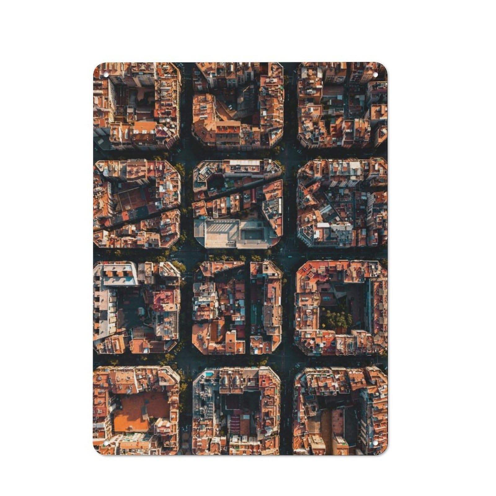 Junmoney Barcelona Puzzle Vintage Metal Plaque 40X30cm For Man Cave Or Games Room, For An Autumn Update To Man Cave And Games Room