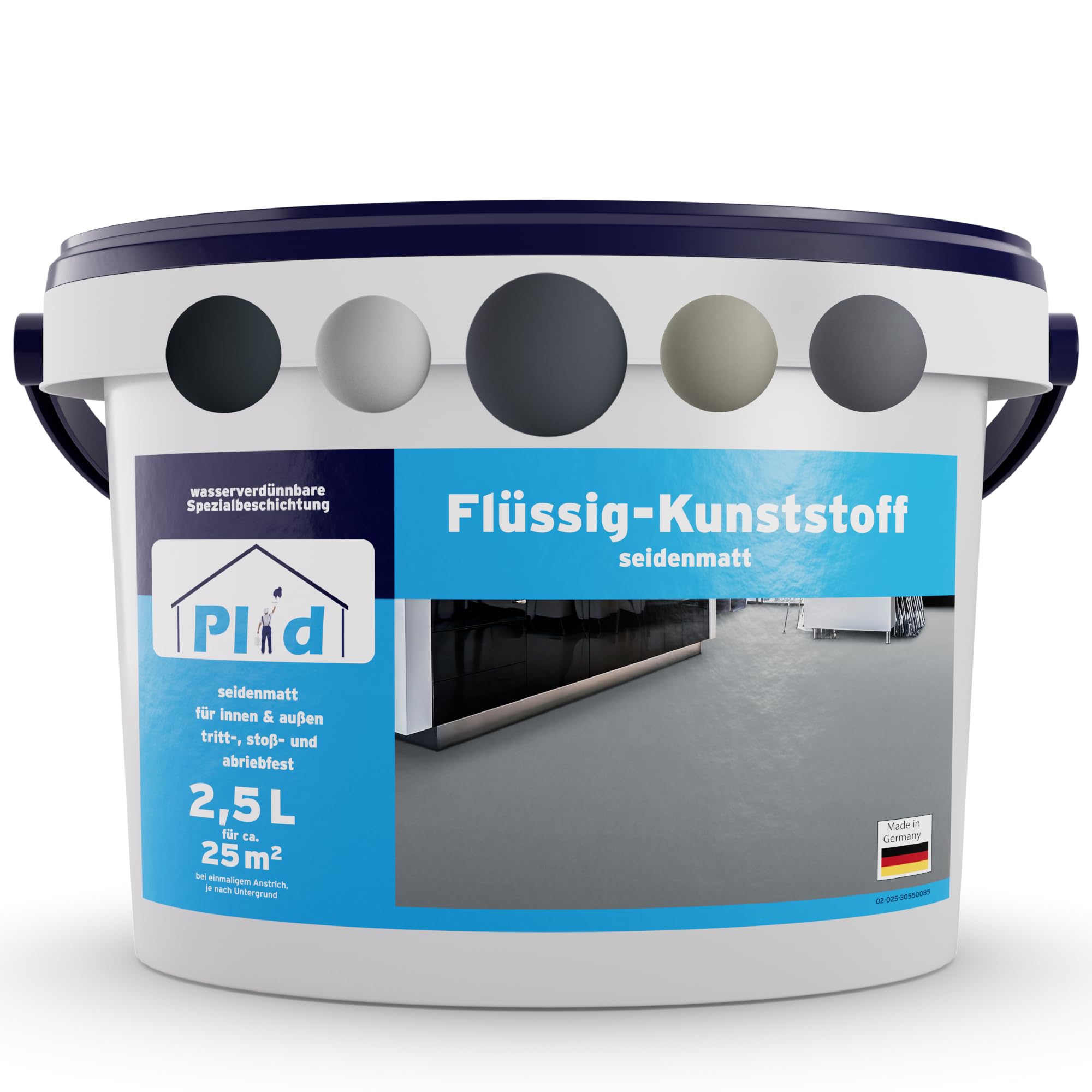 Plid® Plástico líquido Interior & Exterior, Gris plateado 2,5L - Plástico líquido - Capa protectora para suelo y pared - Pintura para hormigón resistente al agua - Revestimiento de suelo para terraza