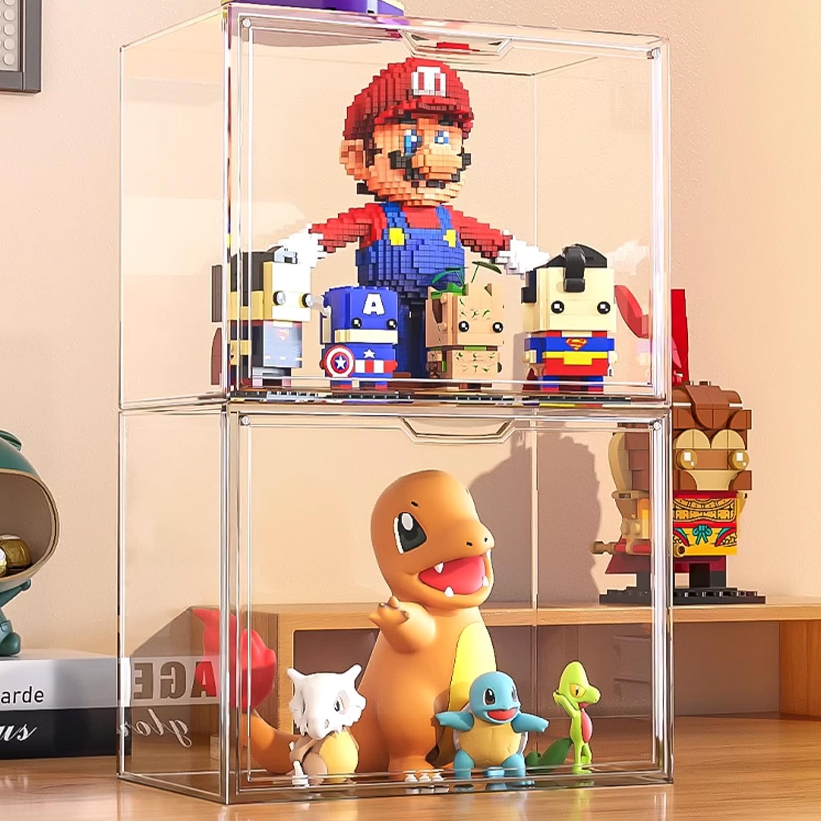 Acryl Vitrine Klarsicht Aufbewahrungsbox Countertop Würfel für Sammlerstücke, Action-Figuren, Schaukasten Für Helme ,Miniaturfiguren Staubdichter Schutz Aufbewahren & Organisieren (45x33x33cm)