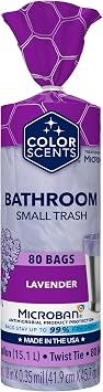 Small Trash Bags - 4 Gallon, 80 Bags (1 Pack of 80 Count), Twist Tie - Lavender Bag with Lavender Scent with Microban