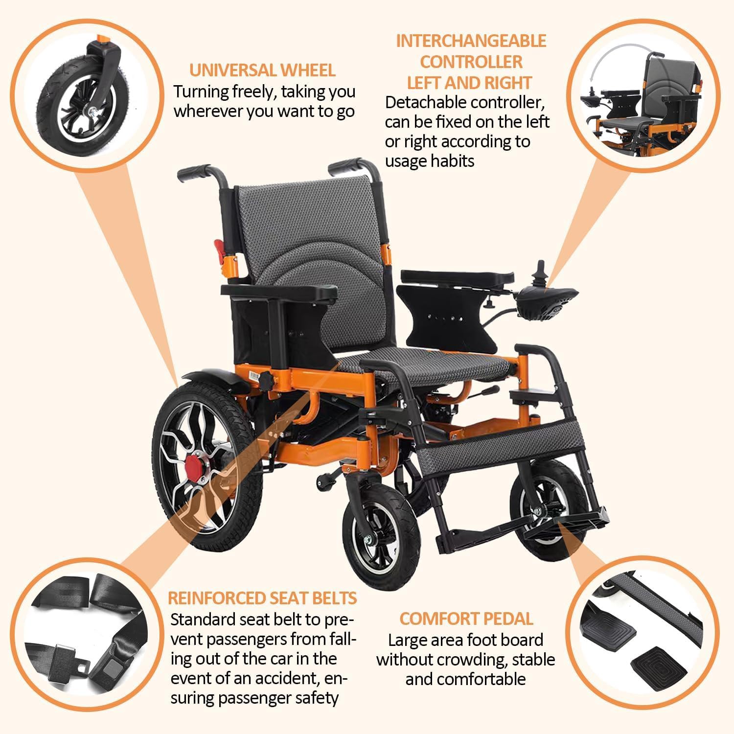 Sedia a rotelle elettrica per adulti, pieghevole, per tutti i terreni, resistente, motorizzata, portatile, a lungo raggio, supporto 150 kg, per anziani