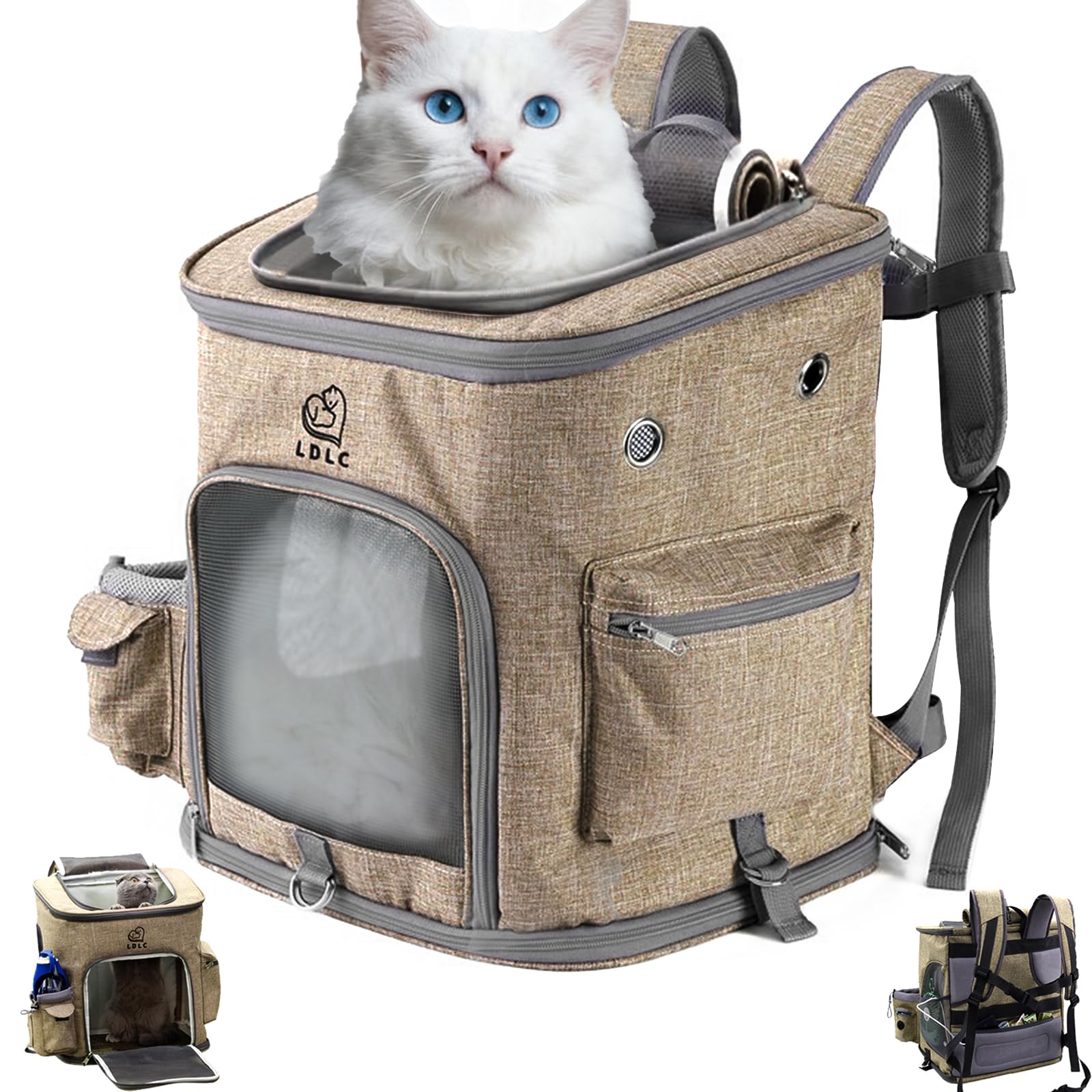 Sac à dos portable de transport pour chien et chat de petite et moyenne taille pour randonnée, camping, activités de plein air (jaune, L)