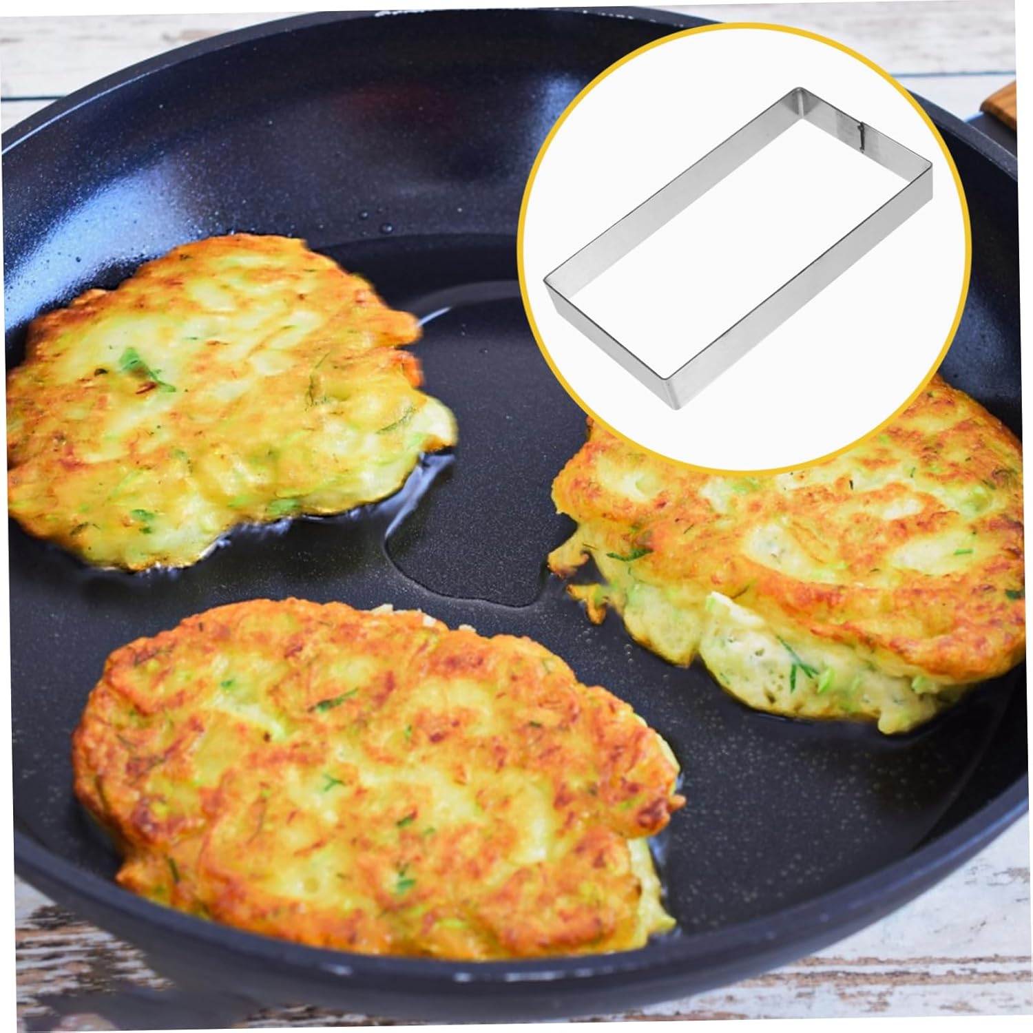 Ciieeo 5pcs Mousse Mold Rectangle Tart Ring Multi-functional Baking Tool Lightweight Easy to Carry Non-stick Surface