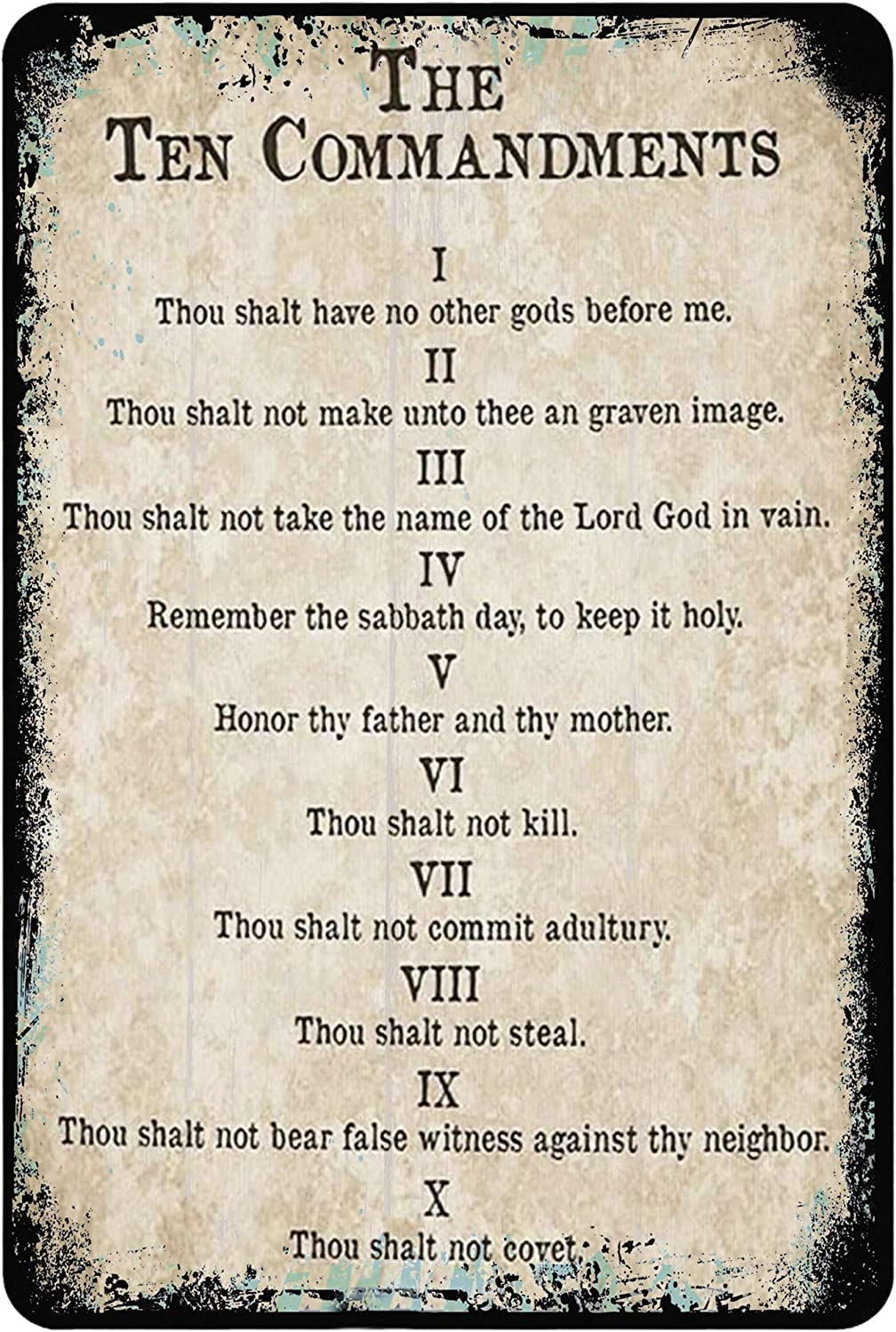 Inspirational Motivational Quotes Metal Tin Sign The Ten Commandment Poster Painting Bedroom Living Room Wall Decor Christian Retro Poster 8x12inches