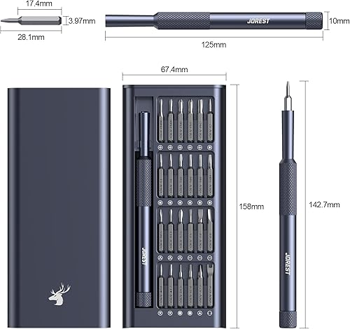 Miniatura 2 de JOREST Juego de destornilladores de precisión 25 en 1, mini kit de herramientas de reparación con Torx para Macbook, computadora, laptop, iPhone,