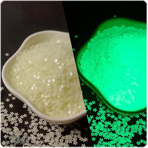 Brillantina con estrellas pequeñas que brillan en la oscuridad, copos de 0.118 pulgadas, lentejuelas luminosas holográficas para arte de uñas,