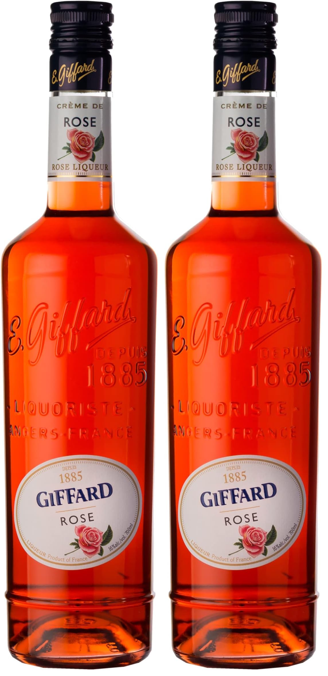 Giffard - Crème de Rose - Crème de Fruits - Recette Française - Florale et Intense - 70 Cl (Lot de 2)