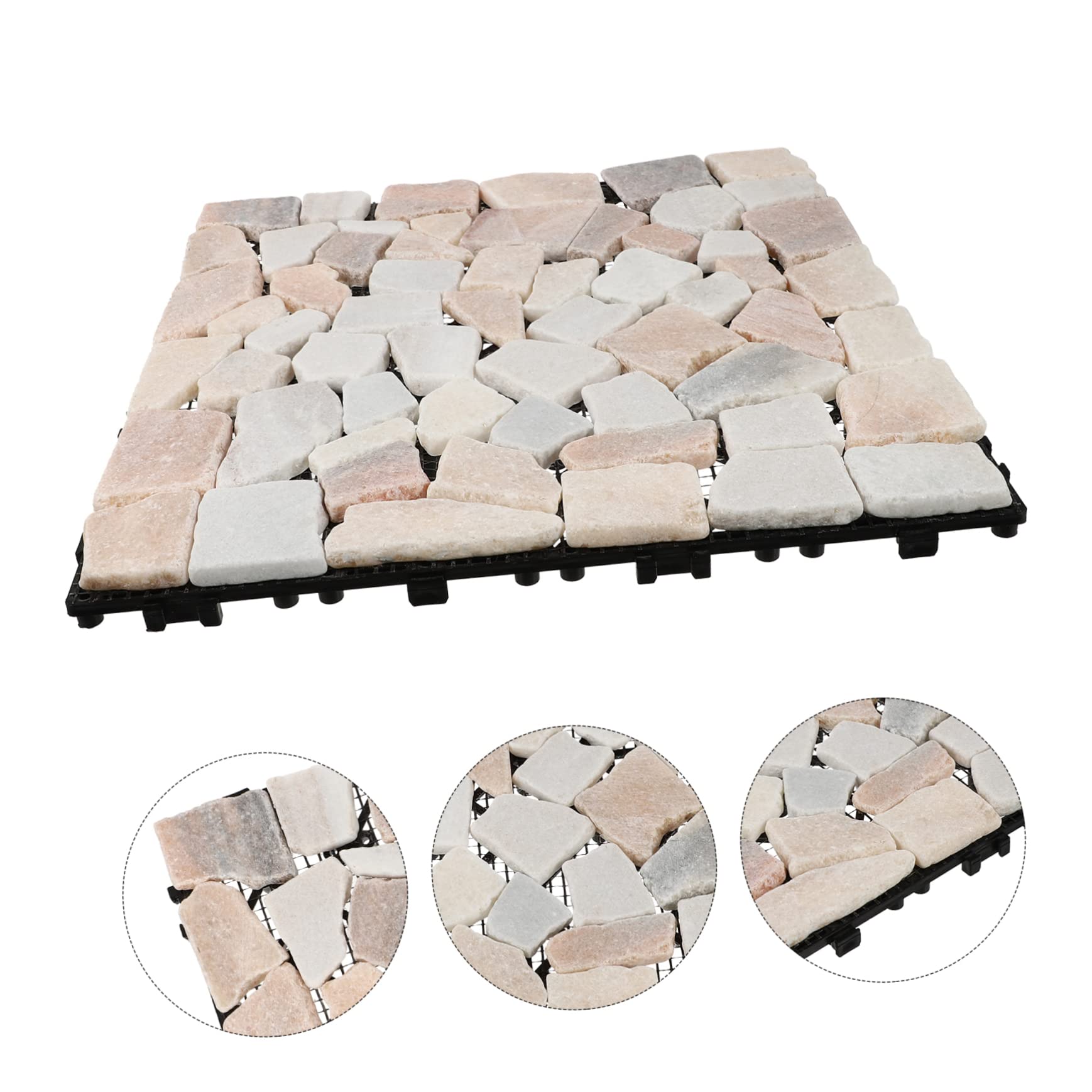 Azulejo de Suelo Entrelazado de Piedra de Mármol Anticorrosivo | 1 Pieza, Diseño Entrelazado de Fácil Instalación, para Patio y Exterior