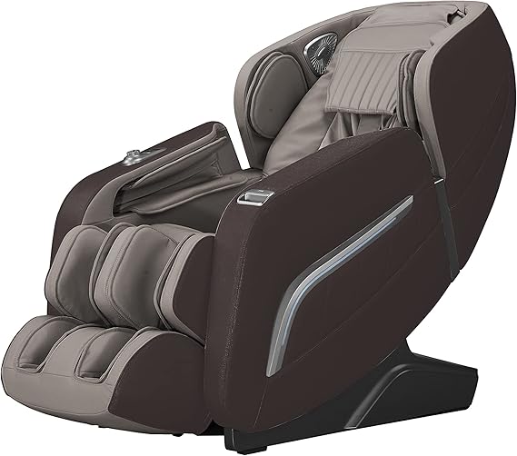 KOMODER - Sillón de Masaje FOCUS II | 12 Programas Automáticos, Sistema de Calefacción, Gravitación Cero, Música por Bluetooth | Experiencia Inédita (Marrón Gris)