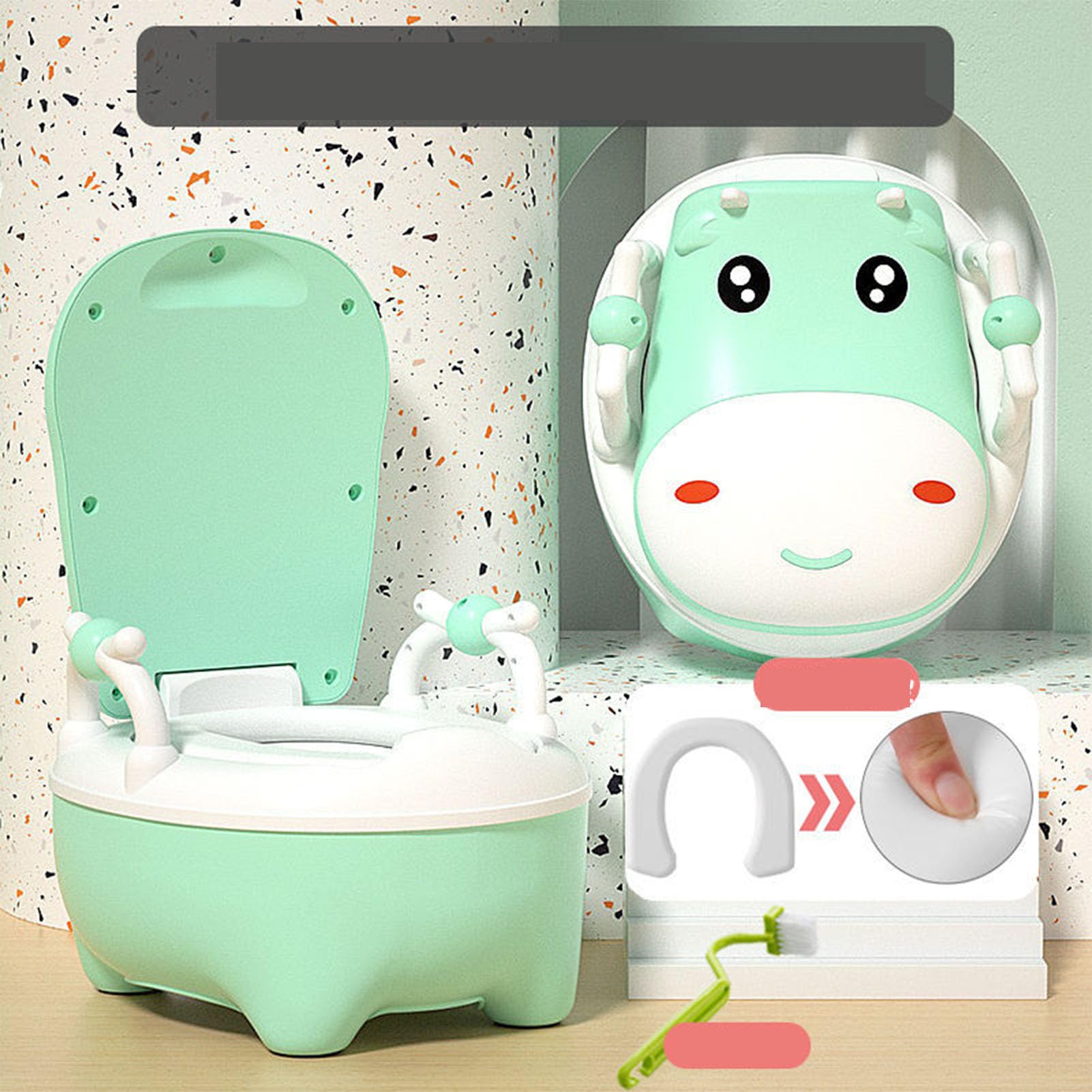 Inodoro de Entrenamiento para Ir Al Baño con Cepillo, Antideslizante, Desmontable, de Género Neutro, para bebé, Orinal para Niño y Niña (GREEN)